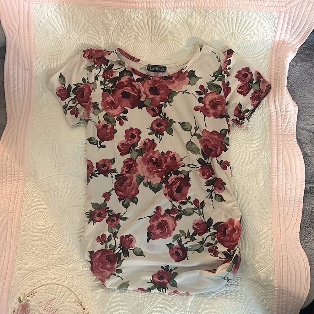 Duetime maternity rose flower shirt